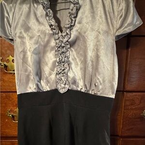 Clari.e.  Elegant Silver Ruffle Dress